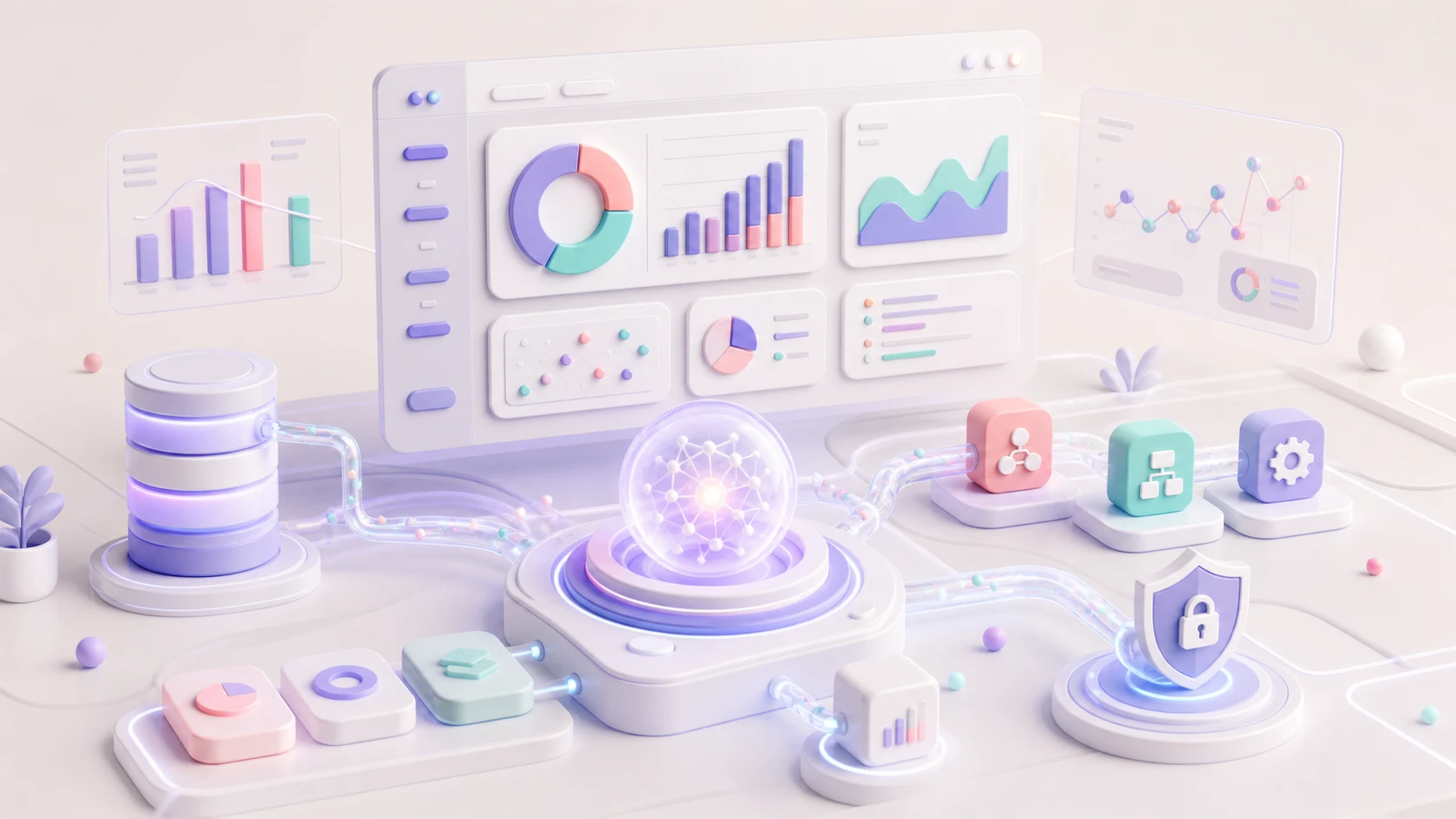 Pastel clay illustration of a BI and AI platform command center
